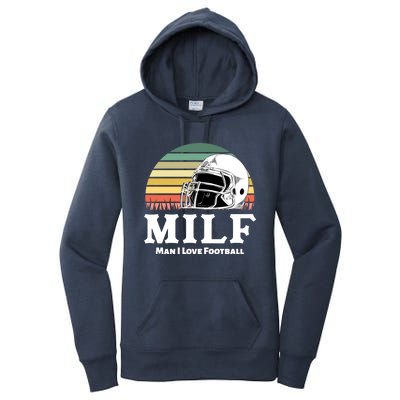 Milf Meaningful Gift I Love Football Helmet Gift Women's Pullover Hoodie