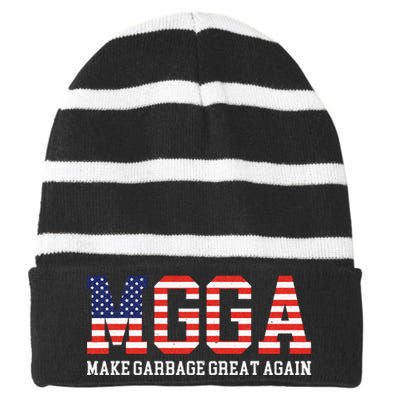 Mgga Make Garbage Great Again Striped Beanie with Solid Band