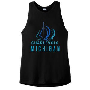 Michigan Michigander Great Lakes Lake Charlevoix Souvenir Ladies PosiCharge Tri-Blend Wicking Tank