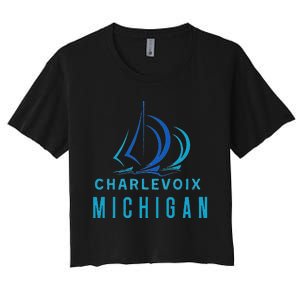 Michigan Michigander Great Lakes Lake Charlevoix Souvenir Women's Crop Top Tee