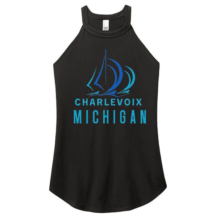 Michigan Michigander Great Lakes Lake Charlevoix Souvenir Women's Perfect Tri Rocker Tank