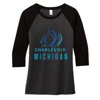 Michigan Michigander Great Lakes Lake Charlevoix Souvenir Women's Tri-Blend 3/4-Sleeve Raglan Shirt