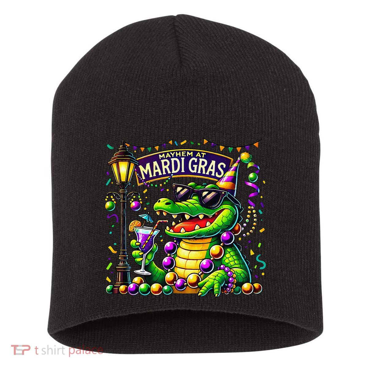 Mardigator Mardi Gras Alligator Costumemardi Gras Short Acrylic Beanie