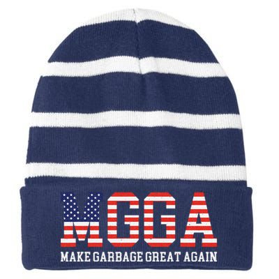 Mgga Make Garbage Great Again Striped Beanie with Solid Band