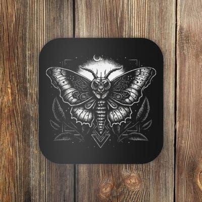 Moth Moon Geometry Heterocera Folkloric Wiccan Nature Goth Coaster