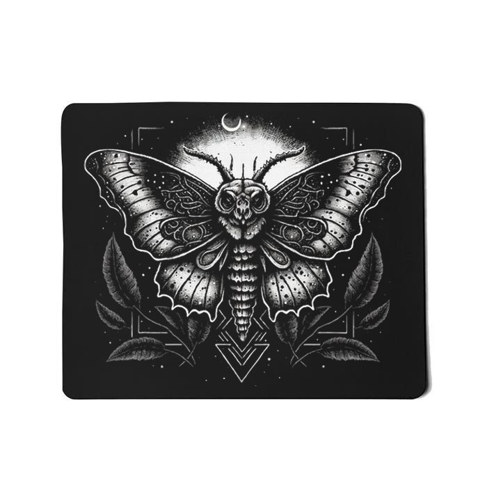 Moth Moon Geometry Heterocera Folkloric Wiccan Nature Goth Mousepad