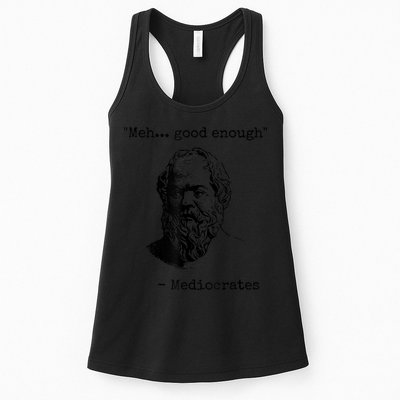 Memes Meh Good Enough Funny Mediocrates Sarcastic Philosophy Meme Mediocrates Womens Tank Top