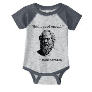 Memes Meh Good Enough Funny Mediocrates Sarcastic Philosophy Meme Mediocrates Infant Baby Jersey Bodysuit