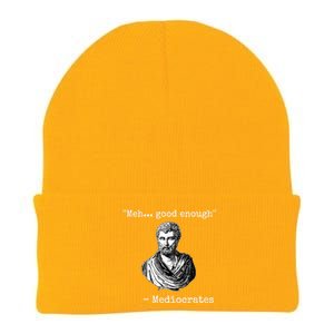 Memes Meh Good Enough Funny Meh Good Enough Mediocrates Demotivational Quote Knit Cap Winter Beanie