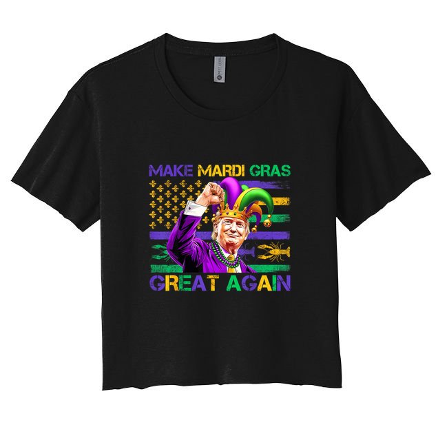 Make Mardi Gras Great Again Us Flag Trump Mardi Gras Parade Crop Top