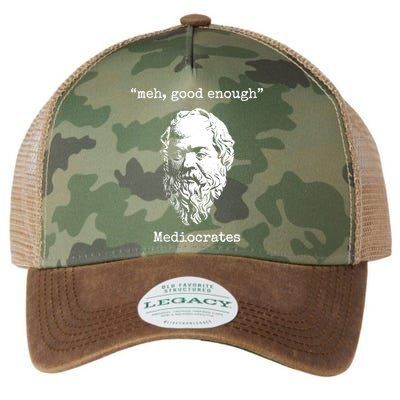 Memes Meh Good Enough Funny Meh Good Enough Mediocrates Demotivational Quote Legacy Tie Dye Trucker Hat