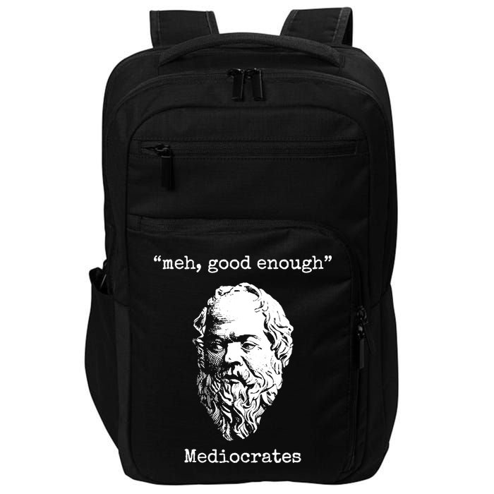 Memes Meh Good Enough Funny Meh Good Enough Mediocrates Demotivational Quote Impact Tech Backpack