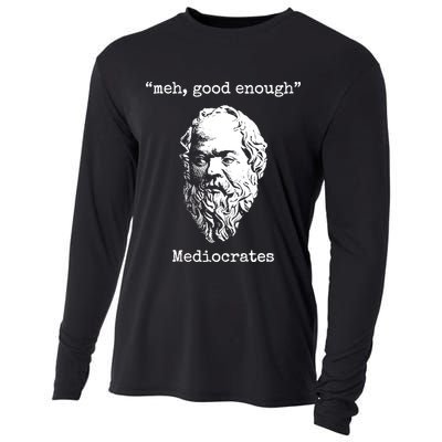 Memes Meh Good Enough Funny Meh Good Enough Mediocrates Demotivational Quote Cooling Performance Long Sleeve Crew