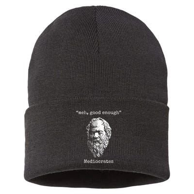 Mediocrates Meh Good Enough Lazy Logic Sloth Wisdom Sustainable Knit Beanie