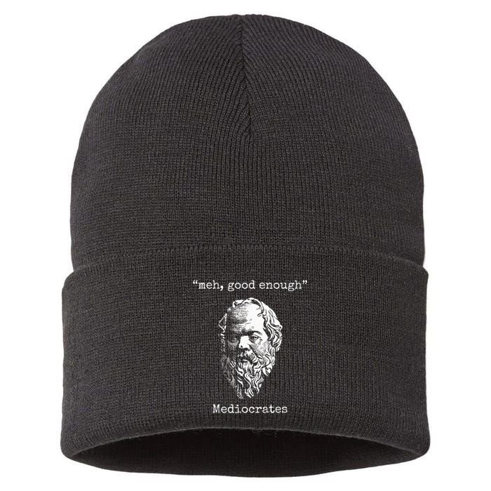 Mediocrates Meh Good Enough Lazy Logic Sloth Wisdom Sustainable Knit Beanie