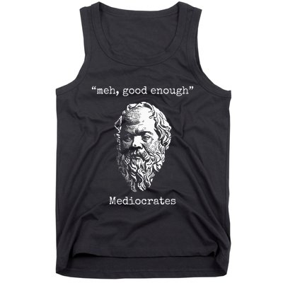 Mediocrates Meh Good Enough Lazy Logic Sloth Wisdom Tank Top