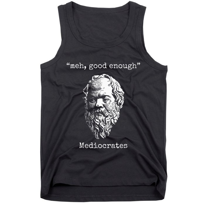 Mediocrates Meh Good Enough Lazy Logic Sloth Wisdom Tank Top