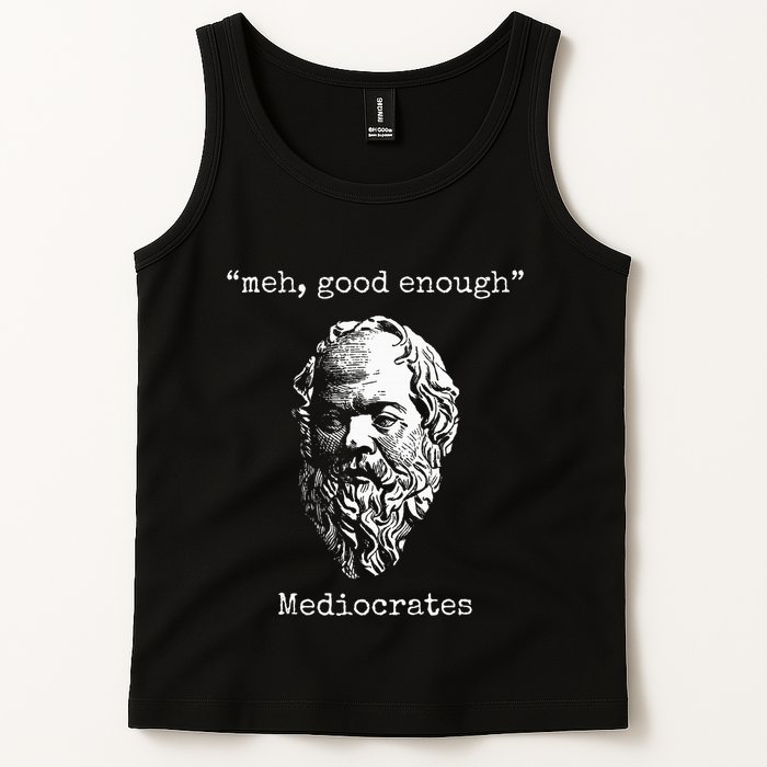 Mediocrates Meh Good Enough Lazy Logic Sloth Wisdom Tank Top