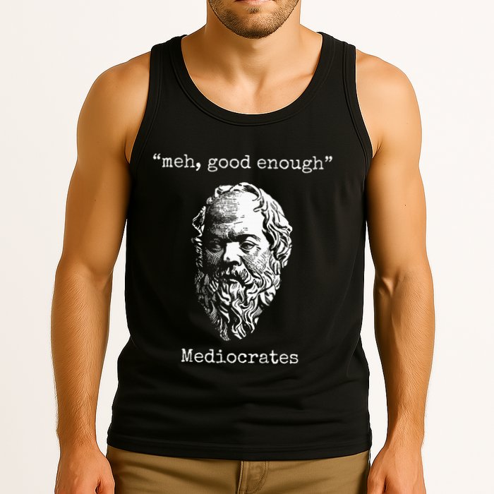 Mediocrates Meh Good Enough Lazy Logic Sloth Wisdom Tank Top