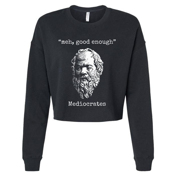 Mediocrates Meh Good Enough Lazy Logic Sloth Wisdom Cropped Pullover Crew