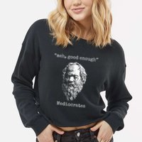 Mediocrates Meh Good Enough Lazy Logic Sloth Wisdom Cropped Pullover Crew
