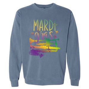 Masquerade Musician Gift Saxophone Trumpet Mardi Gras Gift Garment-Dyed Sweatshirt