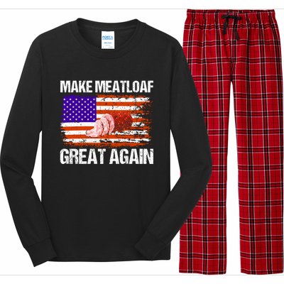 Make Meatloaf Great Again Funny Chef Usa Flag Gift Long Sleeve Pajama Set