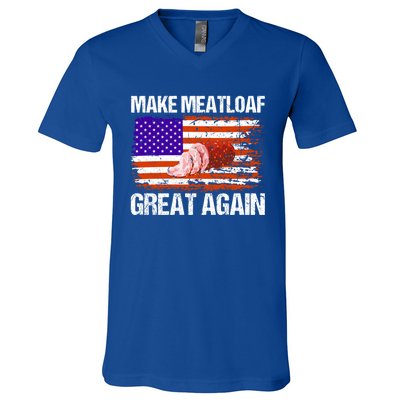 Make Meatloaf Great Again Funny Chef Usa Flag Gift V-Neck T-Shirt