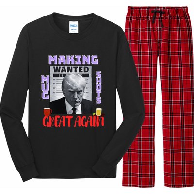 Making Mugshots Great Again Trump 2024 Mugshot President Long Sleeve Pajama Set