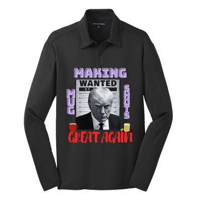 Making Mugshots Great Again Trump 2024 Mugshot President Silk Touch Performance Long Sleeve Polo