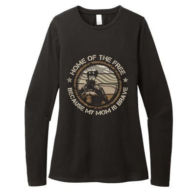 Military Mom Home Of The Free Because My Mom Is Brave Gift Womens CVC Long Sleeve Shirt