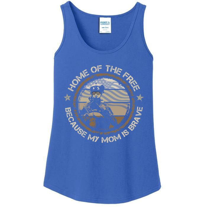 Military Mom Home Of The Free Because My Mom Is Brave Gift Ladies Essential Tank