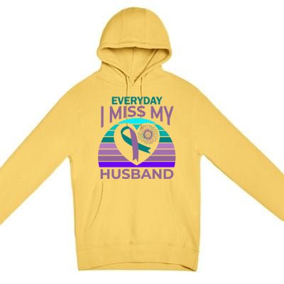 Miss My Husband Heart Sunflower Suicide Awareness Wife Gift Premium Pullover Hoodie