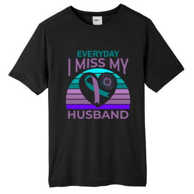 Miss My Husband Heart Sunflower Suicide Awareness Wife Gift Tall Fusion ChromaSoft Performance T-Shirt