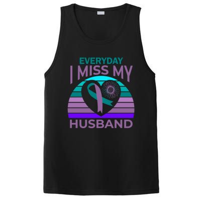 Miss My Husband Heart Sunflower Suicide Awareness Wife Gift PosiCharge Competitor Tank