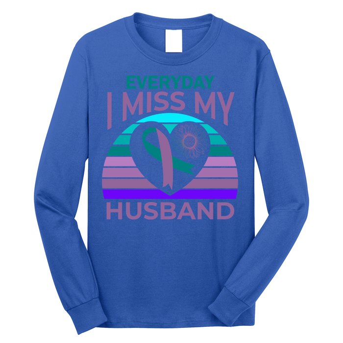 Miss My Husband Heart Sunflower Suicide Awareness Wife Gift Long Sleeve Shirt