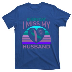 Miss My Husband Heart Sunflower Suicide Awareness Wife Gift T-Shirt