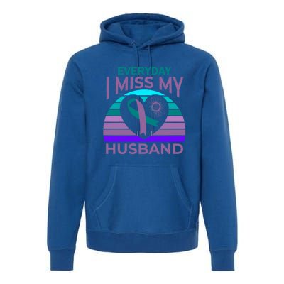 Miss My Husband Heart Sunflower Suicide Awareness Wife Gift Premium Hoodie