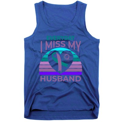 Miss My Husband Heart Sunflower Suicide Awareness Wife Gift Tank Top