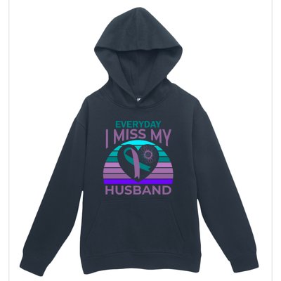 Miss My Husband Heart Sunflower Suicide Awareness Wife Gift Urban Pullover Hoodie