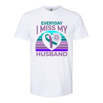 Miss My Husband Heart Sunflower Suicide Awareness Wife Gift Softstyle CVC T-Shirt