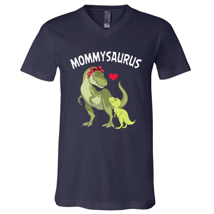 Mommysaurus Mom Heart Child Cute Dinosaur Mommy Mother’s Day V-Neck T-Shirt