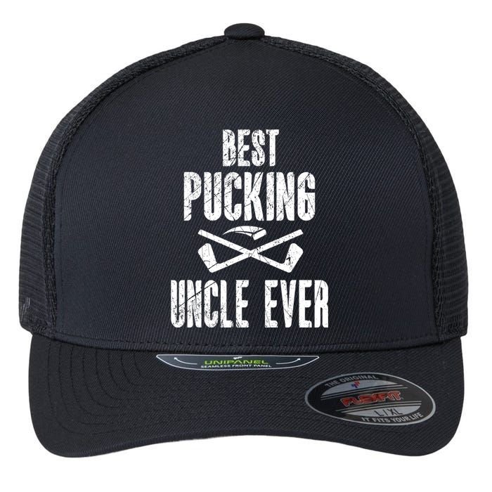 Mens Mens Hockey Uncle Best Pucking Uncle Ever Hockey Fan TShirt Flexfit Unipanel Trucker Cap