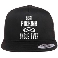 Mens Mens Hockey Uncle Best Pucking Uncle Ever Hockey Fan TShirt Flat Bill Trucker Hat