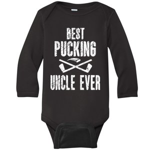 Mens Mens Hockey Uncle Best Pucking Uncle Ever Hockey Fan TShirt Baby Long Sleeve Bodysuit