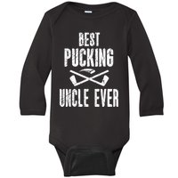 Mens Mens Hockey Uncle Best Pucking Uncle Ever Hockey Fan TShirt Baby Long Sleeve Bodysuit