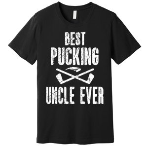 Mens Mens Hockey Uncle Best Pucking Uncle Ever Hockey Fan TShirt Premium T-Shirt