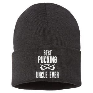 Mens Mens Hockey Uncle Best Pucking Uncle Ever Hockey Fan TShirt Sustainable Knit Beanie