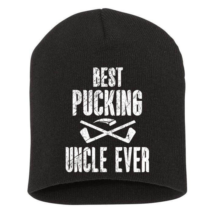 Mens Mens Hockey Uncle Best Pucking Uncle Ever Hockey Fan TShirt Short Acrylic Beanie