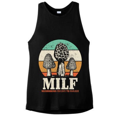 Morel Mushroom Hunting M.I.L.F. Mushrooms Id Like To Forage Ladies PosiCharge Tri-Blend Wicking Tank